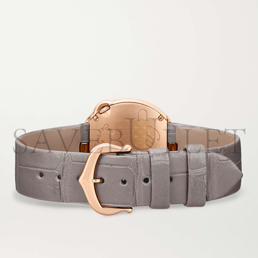 ca*t*er ballon blanc de ca*t*er 30mm 18-karat rose gold, alligator and Di*m*nd watch wjbl0008